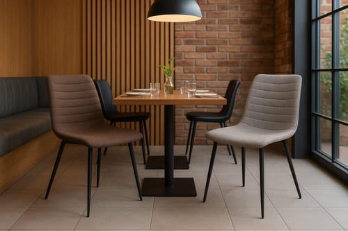 كرسي مطعم فاخر بقماش ناعم وقاعدة معدن قوية