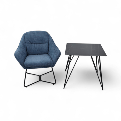 طقم جلسة كوفي قماش فاخر على قاعدة حديد مع طاولة سط...