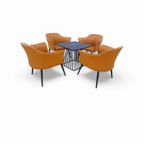 طقم جلسة 1+4 جلد على حديد وطاوله خشب mdf على حديد...