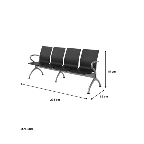 كرسي انتظار رباعي جلسه ربل قاعدة حديد