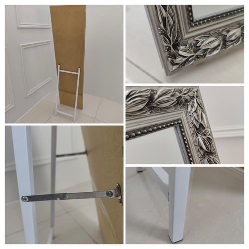 مراية مدخل بلون رصاصي أنيق، بإطار خشبي من كونسنت