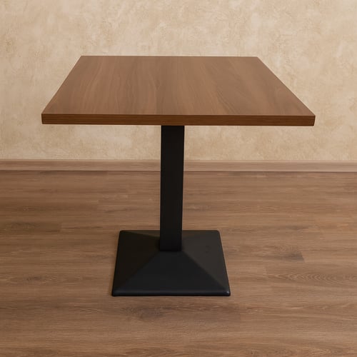 طاولة مطاعم لون بني سطح خشب قاعدة حديد