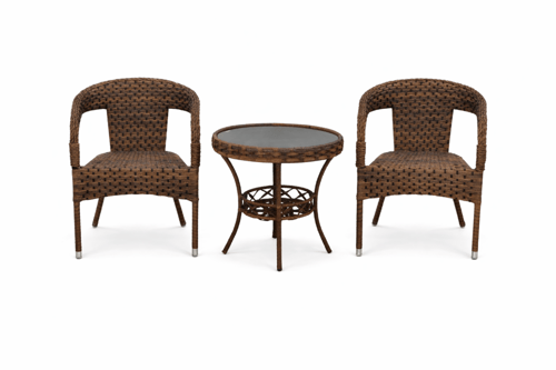 جلسة خارجية روتان – كرسيين مع طاولة زجاج