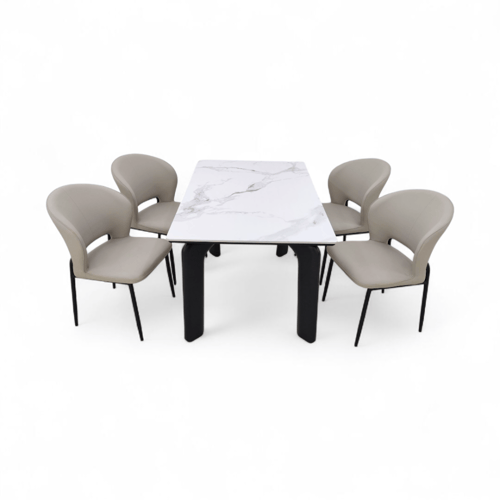 طقم طاولة طعام مع 4 كراسي طاولة سطح بورسلان وكراسي...