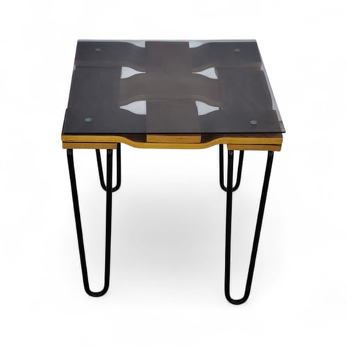 طاولة خدمة تركي سطح قزاز لون بني