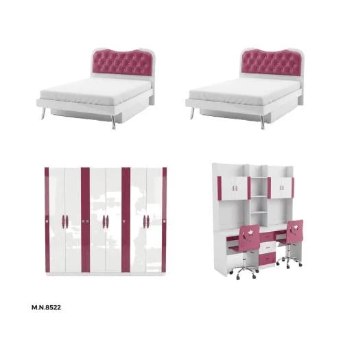 غرفة نوم أطفال سريرين خشب MDF