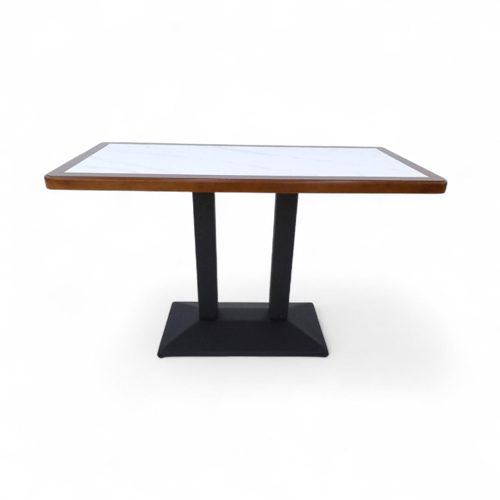 طاولة مطاعم مستطيل تصميم راقي بلون بني على أبيض