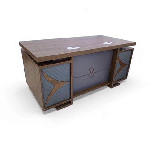 طاولة مكتب بأدراج جانبية مع ملحق خشب MDF لون بني ف...