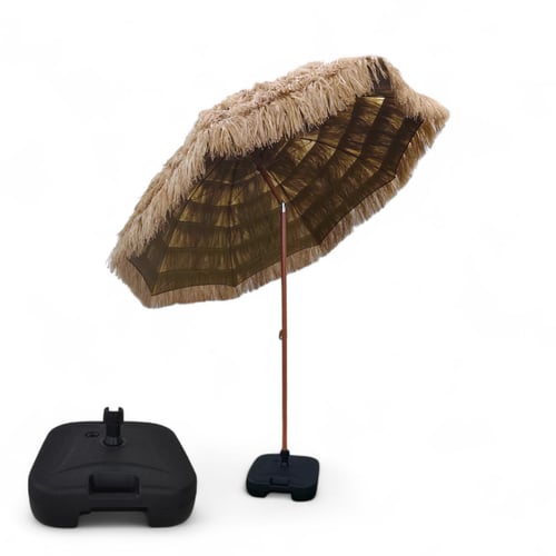 مظلة قش عمود حديد راس متحرك قاعده بلاستيك