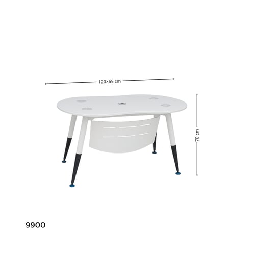 تسوق مكتب زجاج أبيض و اسود قاعدة حديد اونلاين في ا...