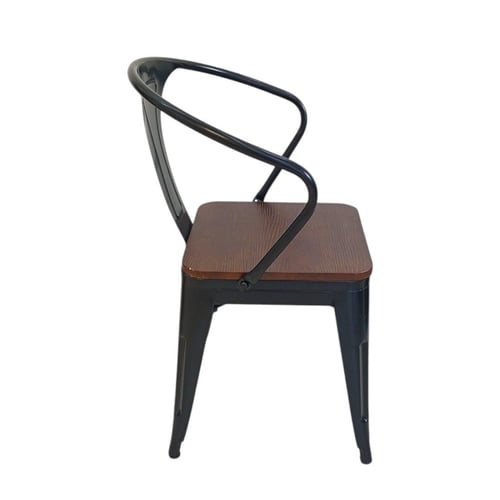 كراسي مطاعم حديد جلسه خشب لون اسود