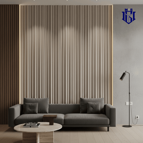 لوح بديل الويفي بيج رمادي للجدران - تصميم مموج ثلا...