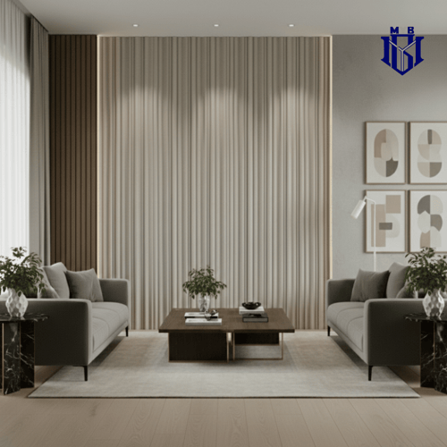 لوح بديل الويفي خشبي كلاسيكي فاتح للجدران - تصميم...