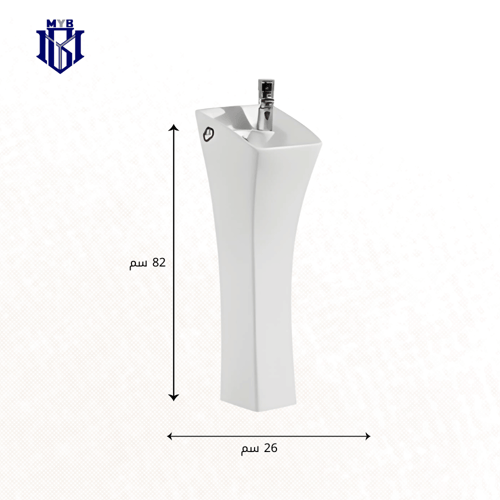 مغسلة عامود سيراميك برونزو آي كاست أبيض - تصميم نح...