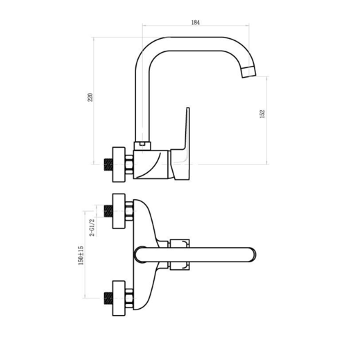 خلاط مجلى جداري كروم لوتز ألماني سلسلة فون بمقبض و...