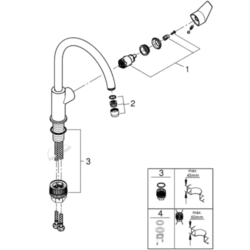 خلاط مطبخ جروهي باو ايدج بمقبض واحد كروم ضمان الوك...