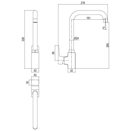خلاط مطبخ قاعدي الخزف السعودي كيوبست (Cubist) كروم...