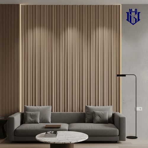 لوح بديل الويفي بني فاتح للجدران - تصميم مموج ثلاث...