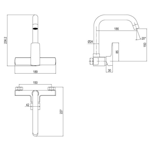 خلاط مجلى جداري الخزف السعودي كيوبست (Cubist) كروم...