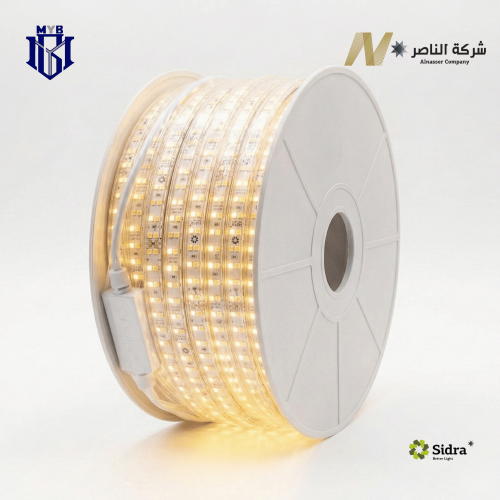 إضاءة شريط ليد مخفي 50 متر أصفر 3000 كلفن شركة الن...