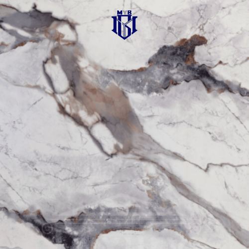 بديل رخام أبيض مرخم أسود (290 × 122) سم سماكة 3 مل...