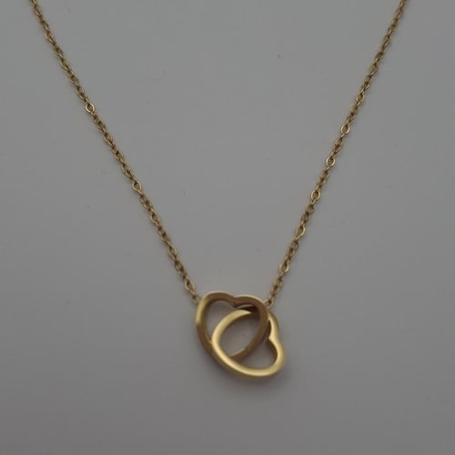 سلسال ع شكل قلبين مقاوم الصداء كرستال