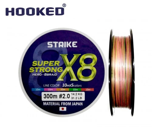 خيط صيد سترايك هيرو X8 بقوة 31.2 باوند طول 300 متر...