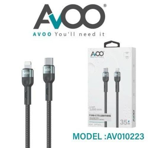 كيبل افو 2 متر lightning+ تايب سي 35 واط شحن سريع-...