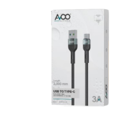 كيبل افو 2 متر تايب سي + USB - AVO 2M USB-C to USB...