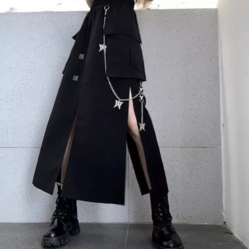 تنورة سوداء طويلة | BLACK SIDE