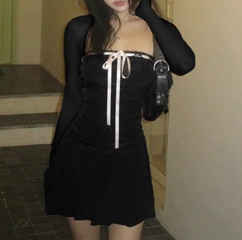 فستان قصير أسود |Y2K