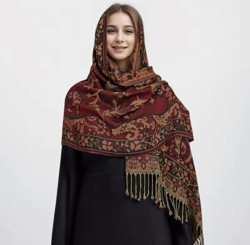 الشال الكشميري دارك ريد ماتشا | Scarf