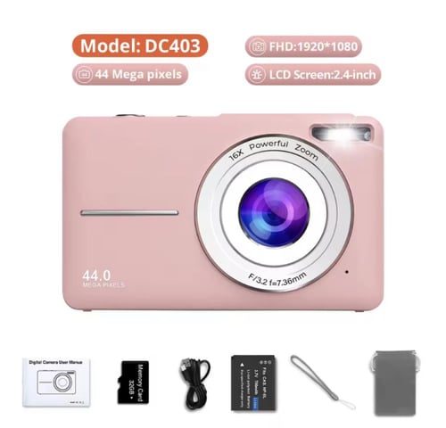 كاميرا ديجيتال وردية | Digital Camera HD 2.4 Inch...