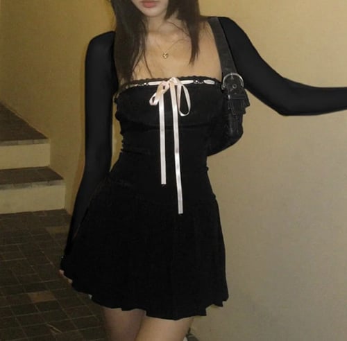 فستان قصير أسود |Y2K