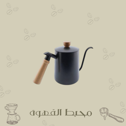 ابريق تقطير أسود 600 مل بيد خشبي