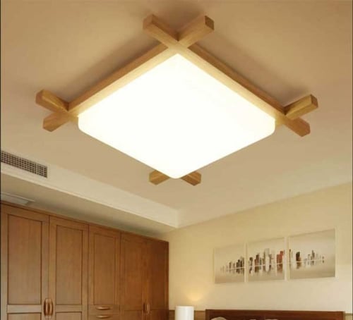 ثريا لطش خشبي راقية بإضاءة LED ثلاثة الوان