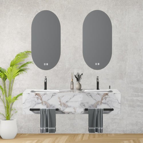 مغسلة رخام مع مرآة 120 سم موديل SYR1034-120D | تصم...