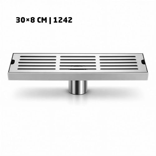 صفاية شاور مستطيلة مقاس 30×8 سم – ستيل 304 – شبك م...