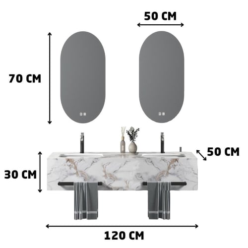 مغسلة رخام مع مرآة 120 سم موديل SYR1034-120D | تصم...