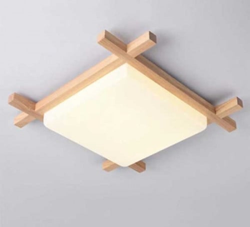 ثريا لطش خشبي راقية بإضاءة LED ثلاثة الوان