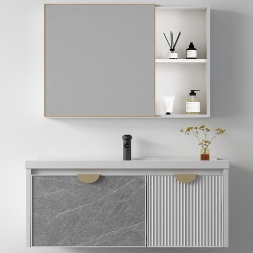 مغسلة حمام بدولاب ومرايا 80 سم من هاتكو تصميم يلائ...