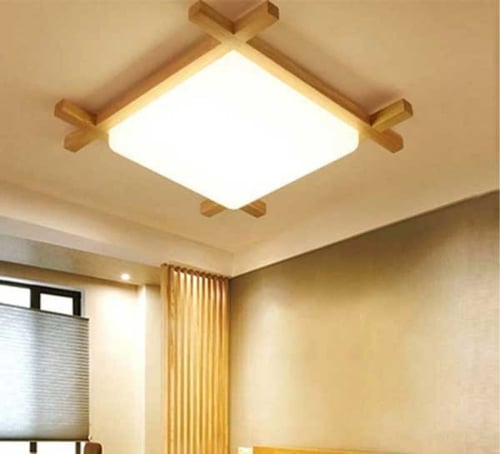 ثريا لطش خشبي راقية بإضاءة LED ثلاثة الوان