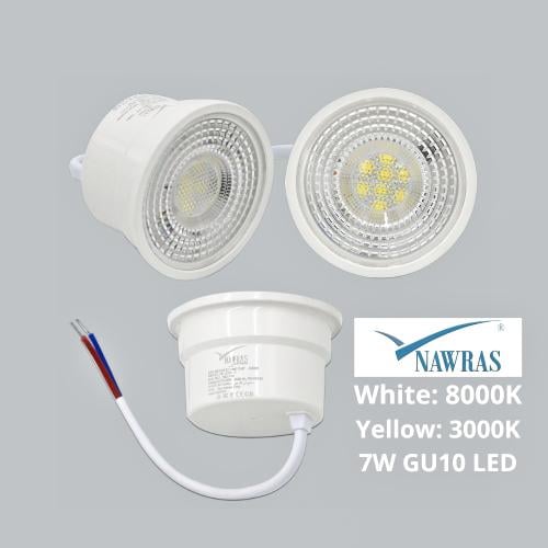 وحدة إضاءة LED GU10 مزودة بسلك - لون أبيض وأصفر -...