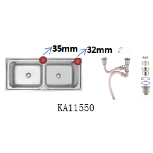 مجلى حوض مطبخ ستيل حوضين