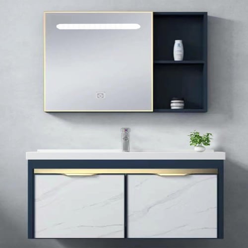 طقم مغسلة حمام متكامل بدولاب ومرايا 80 سم موديل 10...