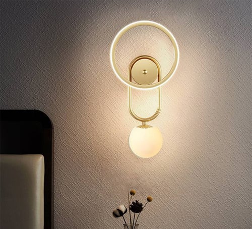 مصباح حائط عصري على شكل خاتم ذهبي