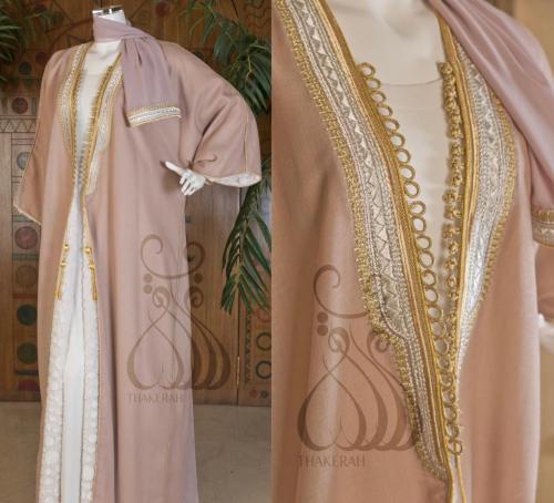 بشت كلاسيك لينن داستي روز مبطن بالفرو السكري بتطري...