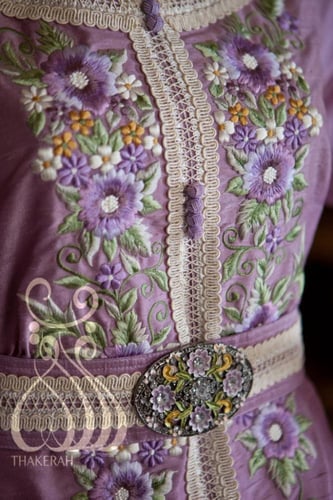 قفطان مغربي مناسبات - موف - تطريز