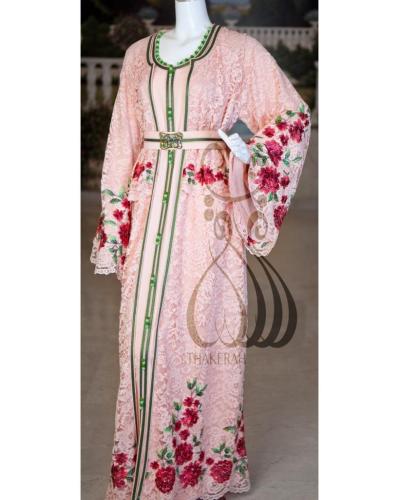 تكشيطة مغربية دانتيل مطرزة - بيج غامق