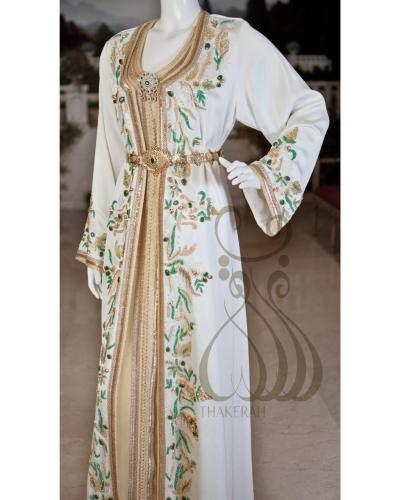 تكشيطة مغربية مناسبات - أبيض مشغول بالخرز